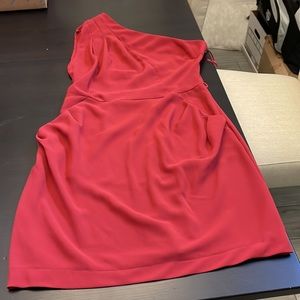 Rust color one shoulder dress with pockets